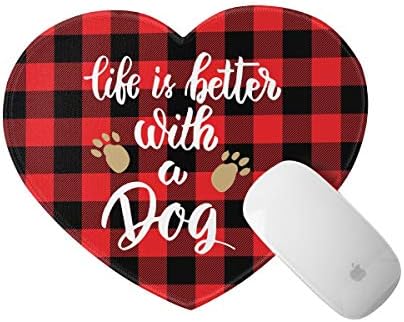 Život je bolji s jastučićem za pseće miš sa zašivanim rubom, personalizirani srčani oblik mousepad-a bez klizanja gumenih