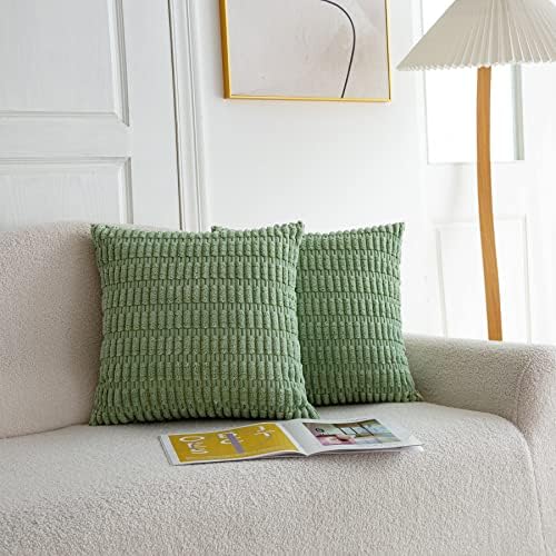 Meider 2 komada kadulja zelena ukrasna bacačka jastuka prekrivača 16x16, boho prugasti jastuk za corduroy pokriva kućni dekor
