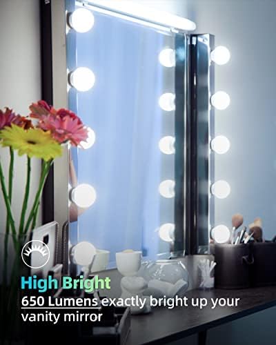 Žarulje za toaletni stolić, okrugle LED žarulje od 8 vata, ekvivalent od 60 vata, topla bijela boja 5000k, 650LM 826 sa srednjim