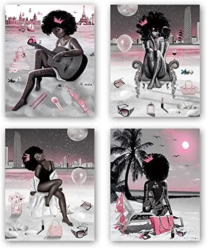 Crna djevojka kupaonica zidni dekor zidna umjetnost, afroamerička kraljica zidna umjetnost, plakati crne kraljice, modna