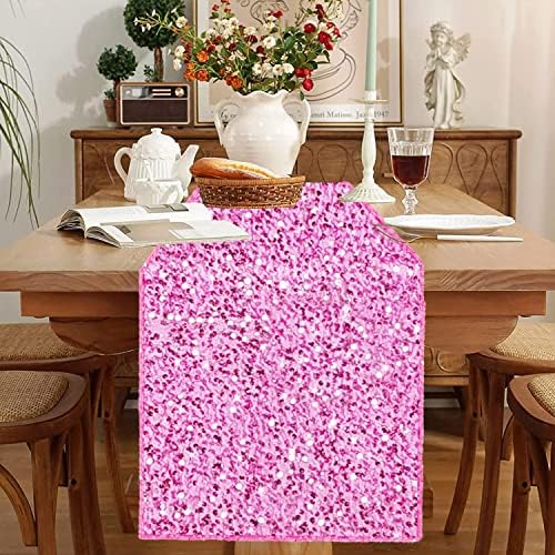 Fanproms 12x72 inča ružičasta tablica trkač trkač Velvet stol trkač pjenušav stol trkač ukrasi za zabave šljokice svadbeni
