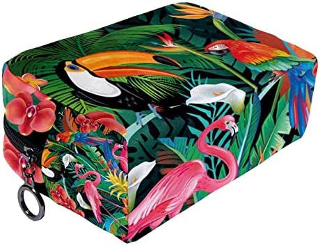 Tbouobt kozmetičke torbe za žene, šminkanje toaletne vrećice Organizator Toaletne vrećice, Flamingo Parrot Palm Leaf Bird