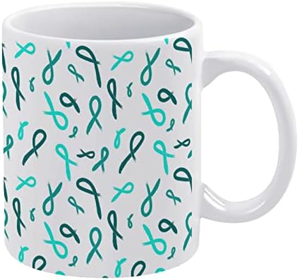 Tirkizna vrpca s uzorkom raka jajnika tiskana šalica za kavu keramička šalica za čaj zabavan poklon za uredski dom žena muškaraca