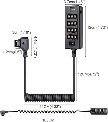 Alvinovi kabeli d-tap kabel za razdjelnik s prekidačem napajanja muški dtap na 4 ženke d dodirivanje 2 DC USB za V-mount