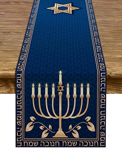 Hanukah stol trkač Chanukah menorah zvijezda Davida Židovskog festivala za odmor Party kuhinja Dekoracija blagovaonice kuće