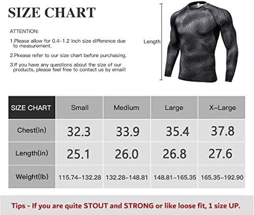 Muške košulje za kompresiju dugi rukav, atltic trening majice Baselayer Quick Dry Sports Active Gym Running Tops 1/3 Pack