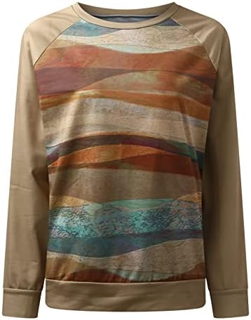 Jesenska marka Print Twimheirt za žene, odjevene ležerne košulje dugih rukava Lagane labave fit fit crewneck pulover vrhove