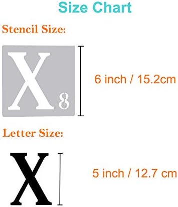 Šablone slova za crtanje na drvu 6 inča, 27pcs šablone s abecednim brojevima, višekratne i fleksibilne za crtanje na platnu,