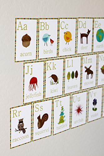 Ekološki dizajn dječje sobe-set od 26 zidnih kartica s abecedom, dječji dekor, Umjetnost dječje sobe, dječji dizajn, zidne