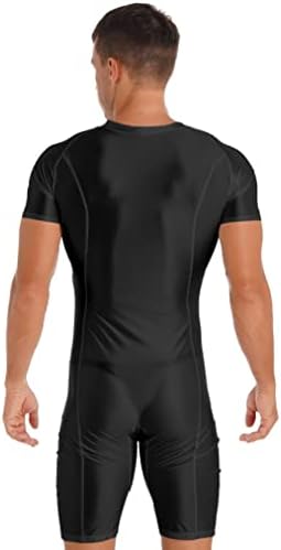 ACSUSS muški spandex patentni zatvarač prednjeg bodysuit Workout Dance Biketard Unitard Wrestling Singlet kombinezon
