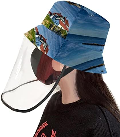 Zaštitni šešir za odrasle sa štitom za lice, ribarska šešir protiv sunca, pejzažni oceanski svjetionik