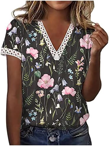 Ženska ljetna majica Top casual modni cvjetni tiskani V vrat kratki rukavi majice majice