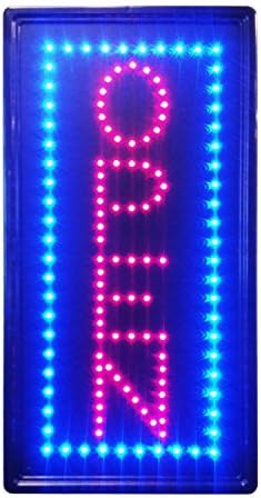 LED Neon Sign Vertikal Open, oglasni ploča Električni zaslon, dva načina bljeskanja i stalno svjetlo, za posao, zidovi, prozor,