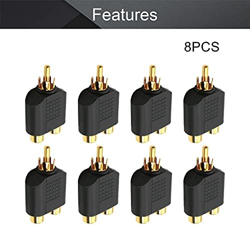 8pcs utikač za 2pcs utičnica razdjelnik adapter Priključak za mono audio video kabel pretvoriti crno