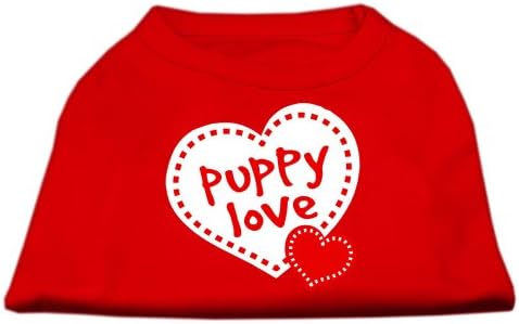 20-inčna majica s sitotiskom ljubav štenaca za kućne ljubimce, 3-inčna, crvena