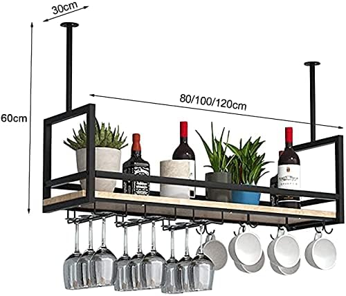 Emisoo viseće stropne police plutajuće police za kuhinjski bar restoran, viseći stalak za odlaganje, stropne vinske staklene