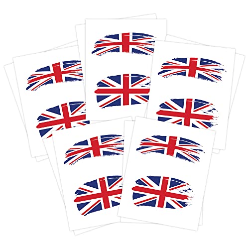 Britanske zastave za lice Privremene tetovaže | Pakiranje od 10 | Napravljeno u SAD -u | Koža sigurno | Uklonjiv