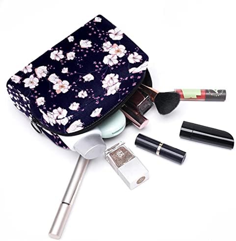 WOSHJIUK Mala šminkanja Torba Putovanje kozmetička torba s patentnim zatvaračem, ružičasti cvjetni cvjetanje trešnje, kozmetički