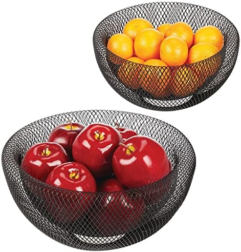 MDESIGN METALNA SIRE Zdjela za voćnu zdjelu set za kuhinjsku ploču, organizator za šalter i skladištenje ili dekor stola