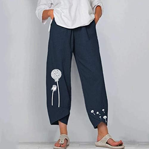 Fannyouth Summer Capri hlače za ljetnu plažu elastični struk ošišane hlače tiskane platnene hlače Pokloni za žene Valentinovo