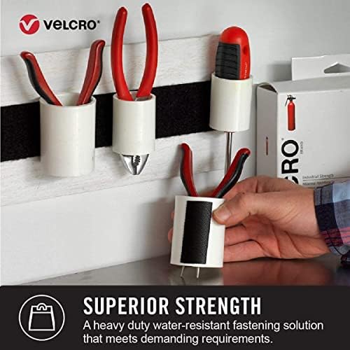 Velcro marke teške trake s ljepilom | 8 setova, bijelo | Široki 4in x 2in | Drži 10 lbs | Industrijska čvrstoća Stick na