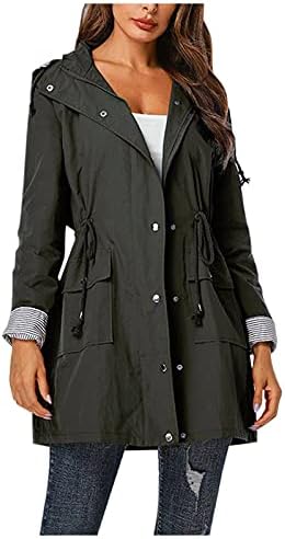 FMCHICO Ženska kišna jakna s dugim kapuljača