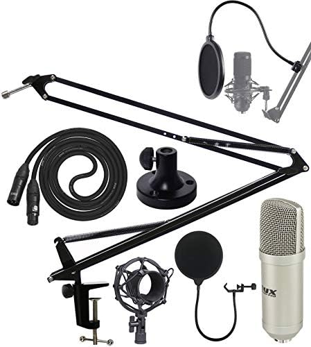 Lyxpro kondenzatorski mikrofon i podesivi mikrofona s micom W/Swivel Mount Clip & Desk pričvršćivanje stezaljke za streaming,