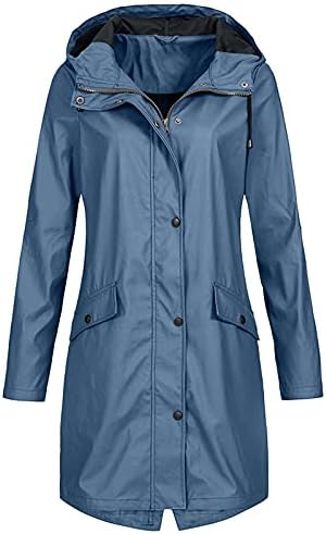 Fzylqy ženska dugačka jakni s kišnim kabanicama vodootporni vjetrovito prozračni kaput prugasti penjanje na otvorenom na
