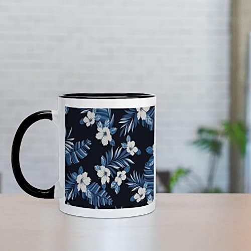 Bijela keramička šalica hibiskusa kreativna crna unutar šalice kave izdržljiva ručka šalice jedinstveni darovi