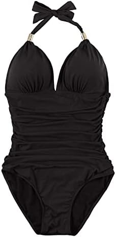 Ženski ruširani sakriji trbuh jednodijelni kupaći kostim Halter v Neck Čvrsta boja kupaćih kostija 2023 Ljetna kupaća kostima