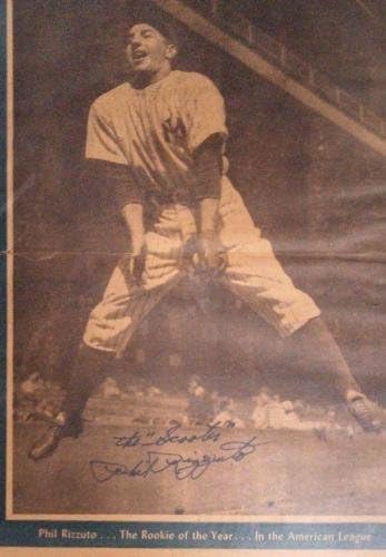 Phil Rizzuto je potpisao novine oko 1940 -ih 13.5x16.5 Framed CoA Auto Holo NYY - MLB Autografirani razni predmeti