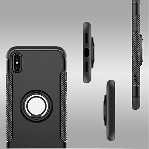 iPhone X Ultra tanki dvostruki sloj zaštitne zaštite od udara - 360 rotirajući prsten/držač stajališta/kočnica za kid -standard