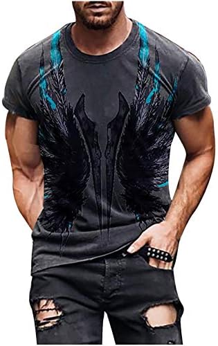 Hoksml Sportska košulja za muškarce Summer Slim fit Printing okrugli vrat kratki rukavi pulover bluza bluza prozračna fitness