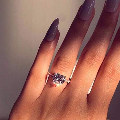 BALAKIE vjenčani prsten, ženski metalni metal u obliku srca puni dijamantni mikroinlaidni cirkonski prsten zaručnički bend