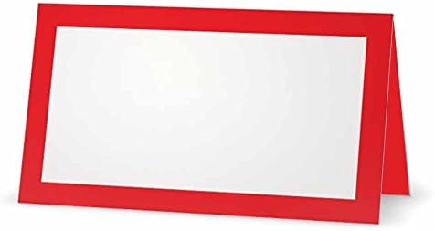 Red Place kartice - ravni ili šator - 10 ili 50 pakiranja - bijela prazna prednja strana s krutom obrubom u boji - Naziv