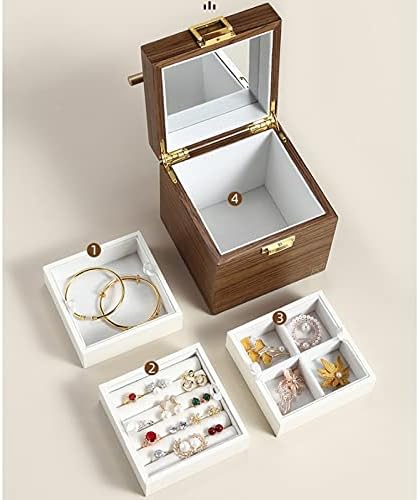 Kutija za nakit kutija za organizator nakita drvena četvrtasta kutija za pohranu nakita poklon kutija za naušnice prsten