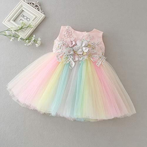 Bow Dream Baby Girls Party haljina Rainbow Tulle 3d za vez za vezanje princeze vjenčanice
