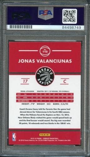 2015-16 Donruss košarka 110 Jonas Valanciunas potpisana kartica Auto PSA ploča t - košarkaške ploče s rookie karticama