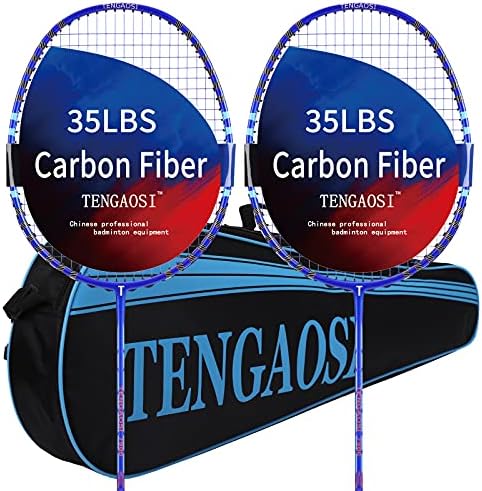 TENGOOSI Professional Badminton reket 35 lbs, pojedinačni visokokvalitetni reketi za badminton set od 2, lagani badminton