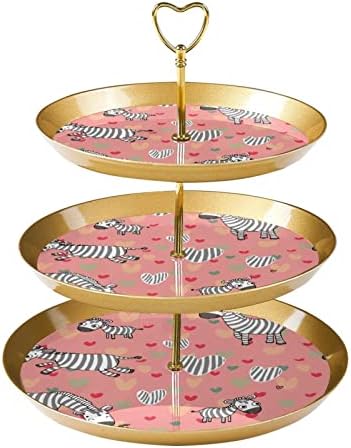 Dragonbtu 3 slojeva Cupcake postolje sa zlatnom šipkom plastičnom slojevitom desertnom tornju crtani zbrci zebre voćne bombone