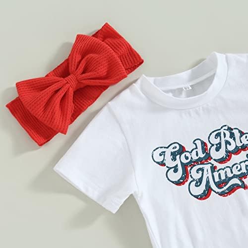 4. srpnja Toddler Outfits za djevojčice Outfits slovo tiska majice Star Star Striped Flare hlače set za glavu za glavu