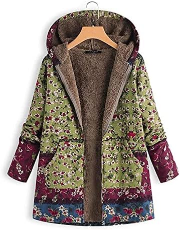 Zimska topla kapuljača boho colorblock print olcoat, plus veličina zip up jakna s kapuljačom obložen