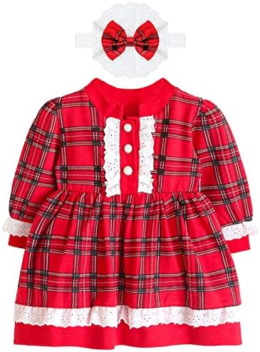 Lilax djevojčica božićna odjeća karirana haljina za malu djecu crvena haljina