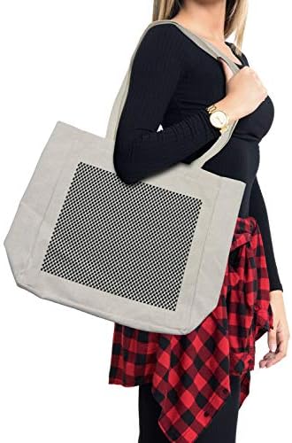 Ambasonne crno-siva torba za kupovinu, geometrijski kvadrati složene kocke u suvremenom dizajnu 3D stila, ekološki prihvatljiva