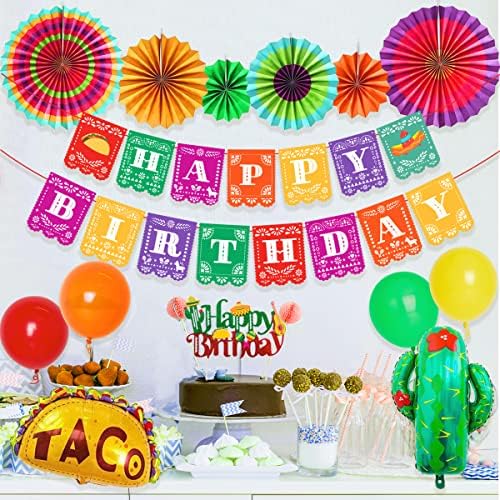 Meksički ukrasi za treće rođendanske zabave Tri esta Party Opskrbe Fiesta Branner i torta Topper, Taco Party ukrasi s obožavateljima