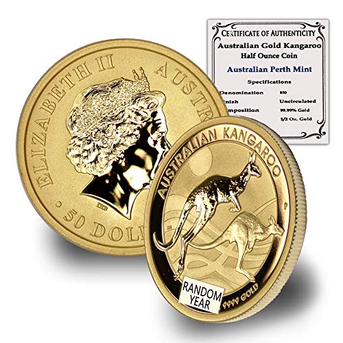 1990. - Predstavljanje 1/2 oz Australia Gold kenguroo Coin Brilliant necirkuliran s certifikatom o autentičnosti 50 USD Bu