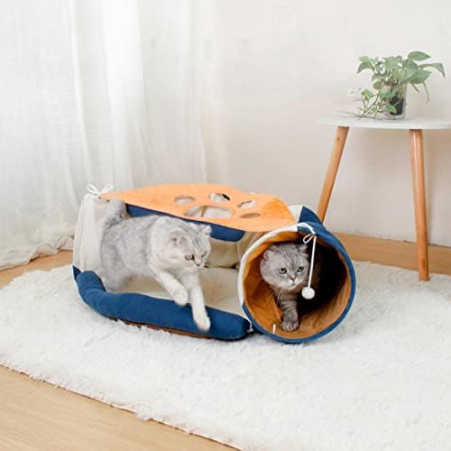 Ｋｌｋｃｍｓ Mačji tunel s prostirkom, srušena cijev s kuglom za ogrebotine, interaktivna igračka savršena za zatvorene pse, mačke,