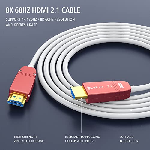 Blueavs 8K HDMI 2.1 Optički kabel vlakana 40ft 48Gbps 8K60Hz 4K120Hz Dinamički HDR EARC HDCP2.3