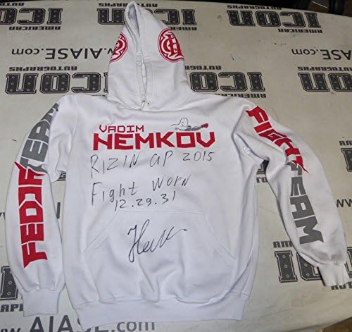 Vadim Nemkov potpisao je Rizin FF 2015 Fedor Fight Team Worn Twichirt PSA/DNA MMA - Autografirani događaj Rabljeni proizvodi