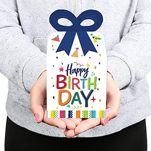 Velika točka sreće Veseli sretan rođendan - kvadratne poklon kutije - šarene kutije za rođendanske zabave - set od 12